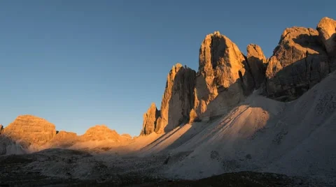 Tre cime de lavaredo sunset pan 11500 Stock Footage 42423799