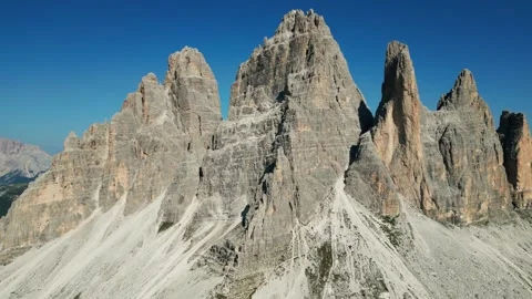 Tre Cime di Lavaredo, Dolomites, Alps, Italy - Drone video Stock Footage 304420405