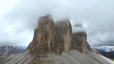 Tre Cime di Lavaredo Dolomites Italy Drone Video stock 324057058