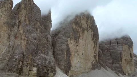 Tre Cime di Lavaredo Dolomites Italy Drone Video stock 324726511