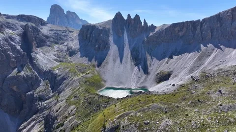 Tre Cime di Lavaredo Lakes 05 | Refugio Locatelli | Italian Dolomites | 4K Drone Video stock 259920178