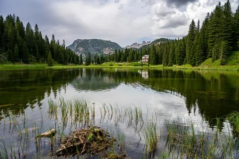 Tre cime di lavaredo with reflections Stock Photos