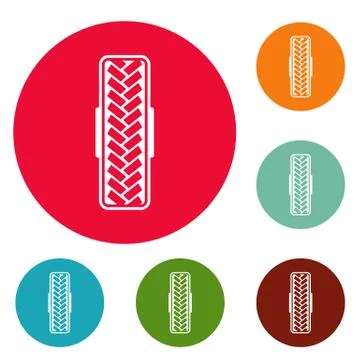 Tread pattern icons circle set vector Stock Illustration