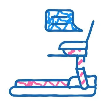 Treadmill and remote work icon doodle illustration Stock Illustration