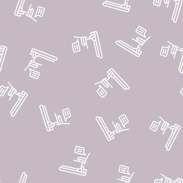 Treadmill and remote work line vector seamless pattern Stock Illustration