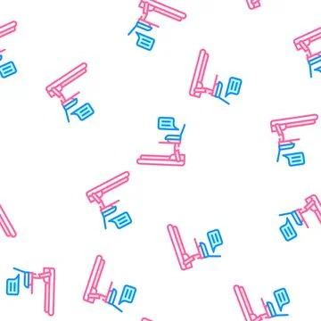 Treadmill and remote work vector seamless pattern Illustrazione stock