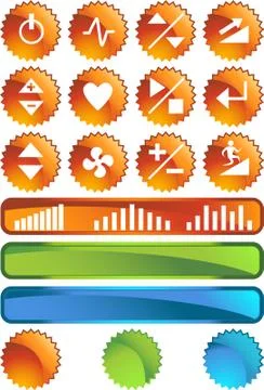 Treadmill buttons: seal set Stock Illustration