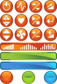 Treadmill buttons: shiny round set Stock Illustration