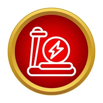 Treadmill exercise machine generating powerful energy icon Stock Illustration
