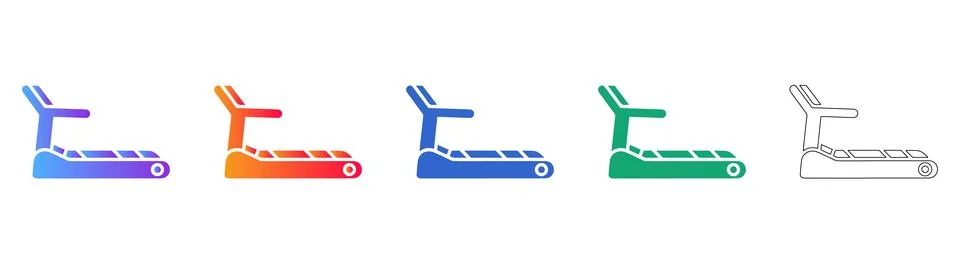 Treadmill Exercise Machine Icon Set Иллюстрация