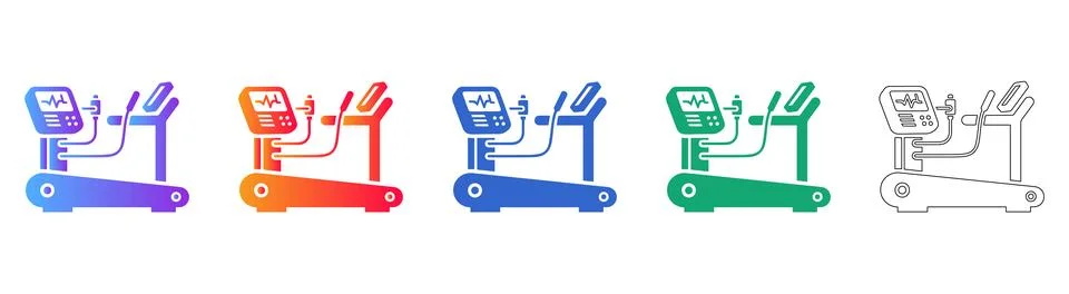 Treadmill Exercise Machine Icons Set Ilustración de archivo
