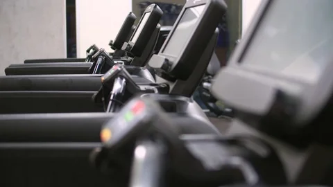 Treadmill in the gym Video stock 73073426