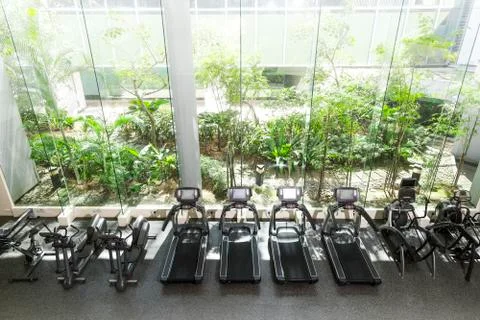 Treadmill in a gym Stock Photos