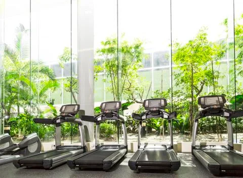 Treadmill in a gym Stock Photos