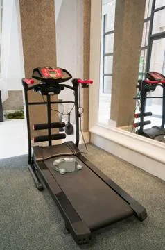 Treadmill in gym Stock Photos