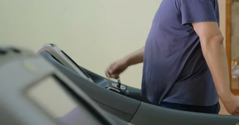 Treadmill helps him to handle with overweight Video stock 51798528