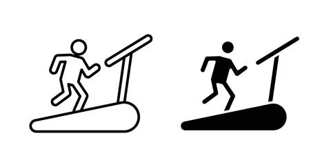 Treadmill icon collection in black, Line icons, flat symbols Stock Illustration