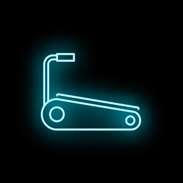 Treadmill icon glowing neon creating modern fitness concept Stock Illustration