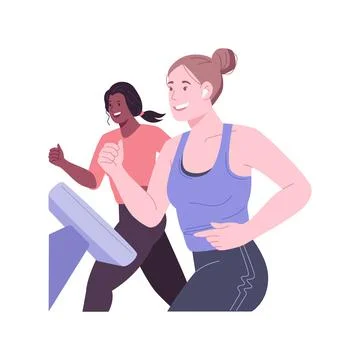 Treadmill isolated cartoon vector illustrations. Ilustración de archivo