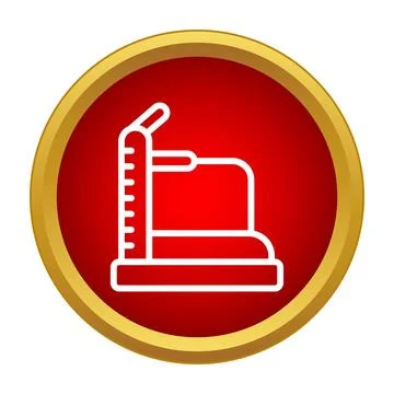 Treadmill machine icon in a red circle with a golden frame 스톡 일러스트