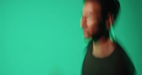 Treadmill, running and man in studio for training, fitness and fast runner on Stock Footage 331058346