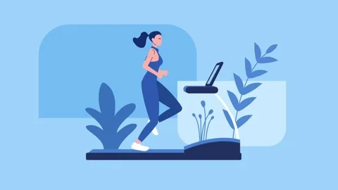 Treadmill Running Girl Explainer for After Effects Stockmateriaal After Effects