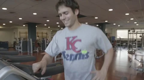 Treadmill running machine in the gym Stock Footage 46265185
