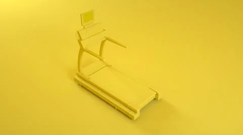 Treadmill Running Machine on yellow background. 3d illustration Stock Illustration