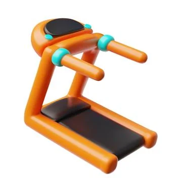 Treadmill simulator 3D cartoon vector icon, fitness cardio exercise equipment Stock Illustration