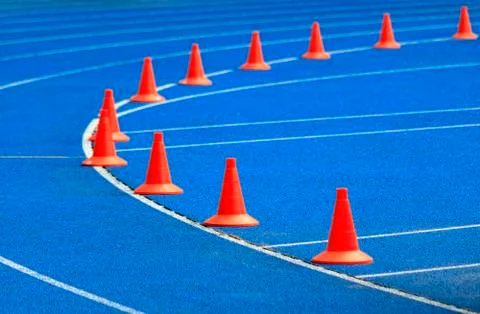 Treadmill at the stadium Stock Photos