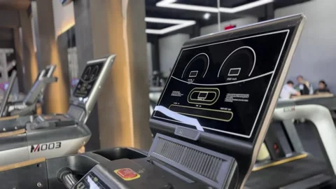 Treadmills Ready for Cardio Workout Session in a Modern Gym Stock Footage 307801111