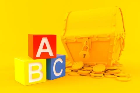 Treasure background with toy blocks Stock Illustration
