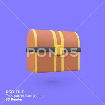 Treasure box isolated 3d render icon illustration Modello PSD