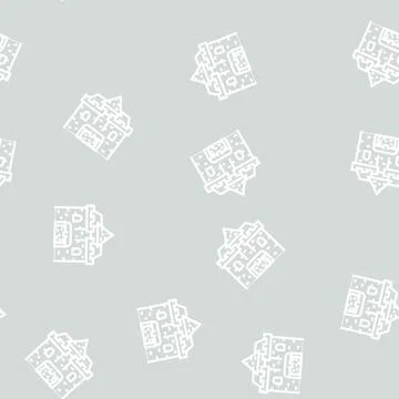 Treasure castle line vector seamless pattern Stock Illustration