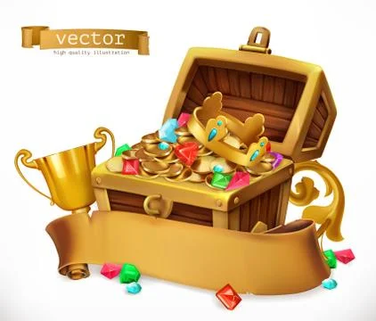 Treasure Chest. 3d vector icon Stock Illustration