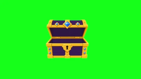 Treasure chest animated open empty royal purple chest idle motion 4k chroma.. Stock Footage 341906184