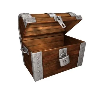 Treasure Chest empty, isolated on white background Stock Illustration