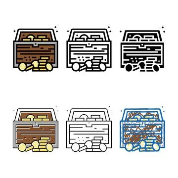 Treasure chest found in pirate game color variants icon vector Stock Illustration