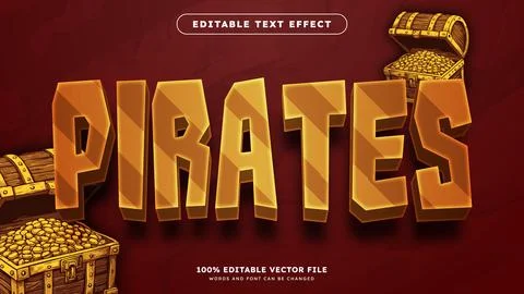Treasure Chest Gold Fully Editable Text Effect ship and adventure text style Illustrazione stock