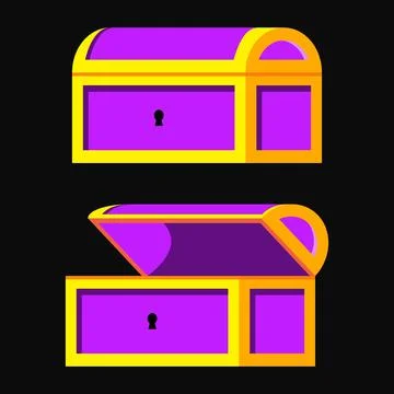 Treasure chest open and closed - flat design Stock Illustration