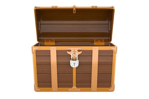 Treasure chest, opened. 3D rendering Stock Illustration