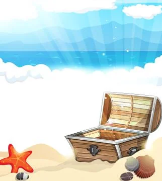 Treasure Chest on the sand Stock Illustration