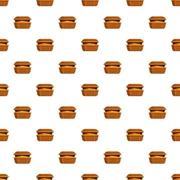 Treasure chest seamless pattern with gold on white Stock Illustration