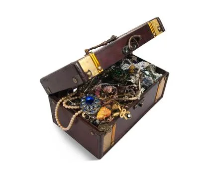 Treasure chest with valuables 스톡 사진