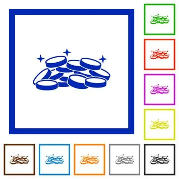 Treasure flat framed icons Illustrazione stock