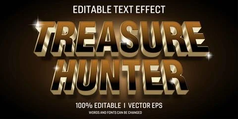 Treasure hanter vector 3d text effect with modern style design Stock Illustration