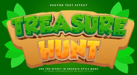 Treasure Hunt 3d editable text effect template Stock Illustration
