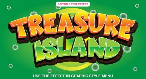 Treasure island 3d editable text effect Stock Illustration