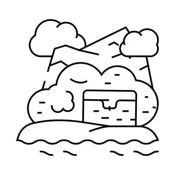 Treasure island line icon vector illustration Stock Illustration