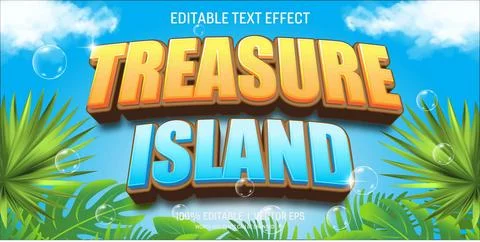 Treasure island vector text effect with modern style design Illustrazione stock